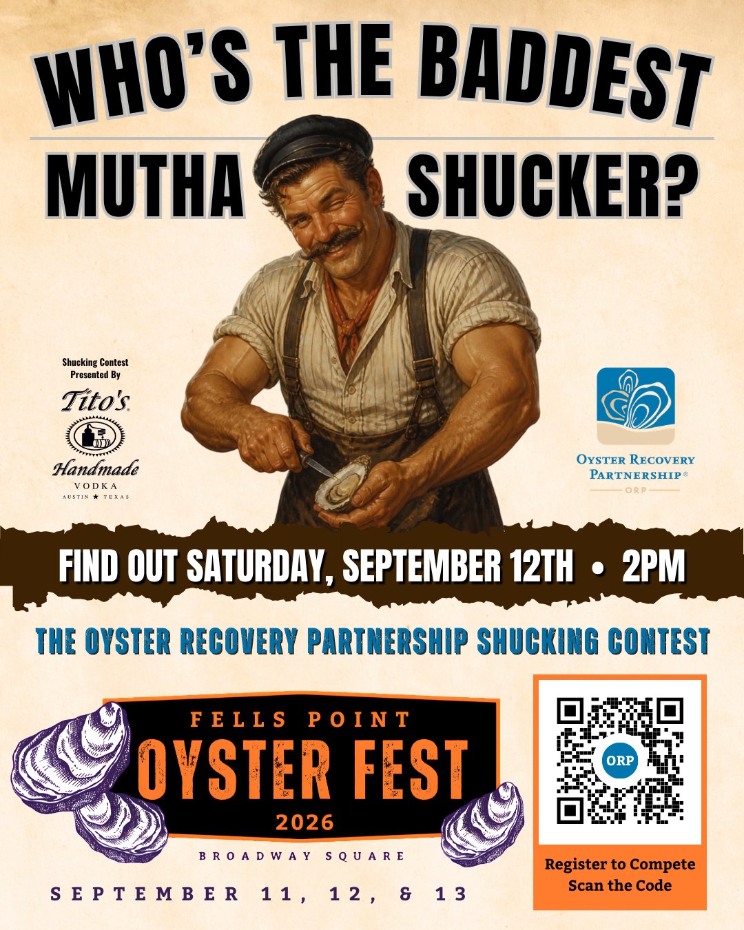 Flyer for the Fells Point Oyster Festival Shucking Competition